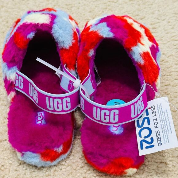 NWT UGG Fluff Yeah Pink Camopop Shearling Slippers Women’s Sz 6 - Picture 5 of 16